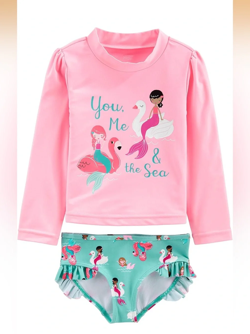Simple Joys by Carter’s girls Pink Mermaid Rash Guard Swim Set -You, Me &the Sea